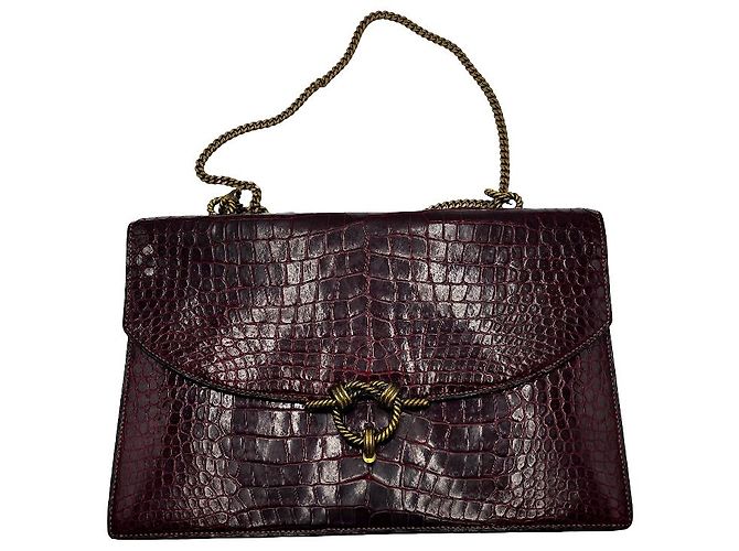 Hermès Bolsa de Ombro Cordeliere Crocodilo Hermes Bordeaux