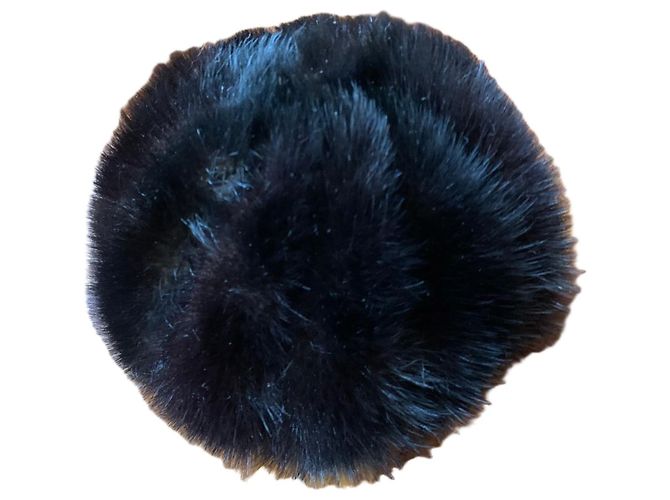 Autre Marque Cappello in pelliccia di visone nero e marrone