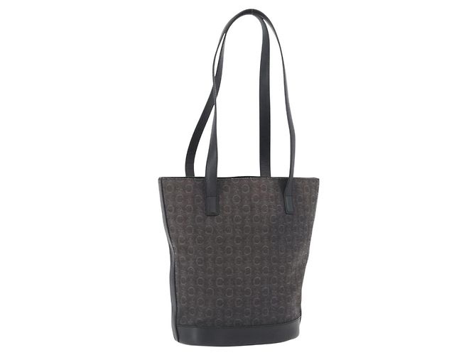 Céline CELINE C Macadam Canvas Tote Bag Schwarz Silber Auth 174445