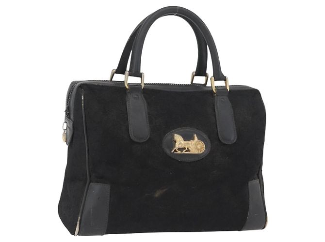 Céline Bolsa de mão Celine C Sulky em lona preta e dourada Auth ep13854 Preto Dourado