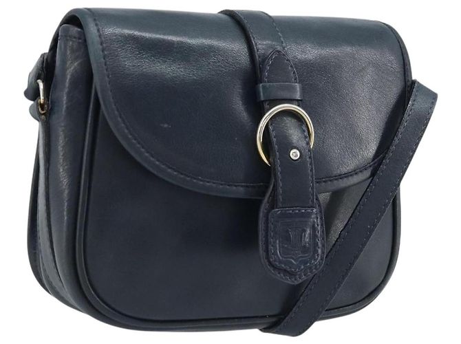 Céline Borsa a Spalla CELINE in Pelle Blu Navy Oro Auth bs33902 D'oro