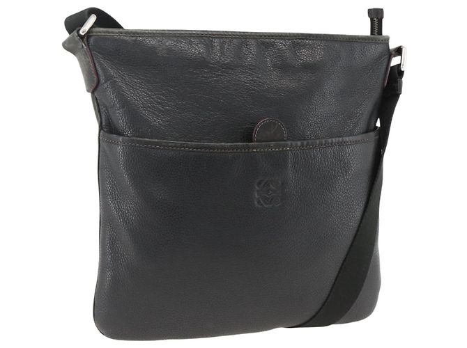 LOEWE Borsa a Spalla Anagram Pelle Nera Argento Auth BSZ239 Nero