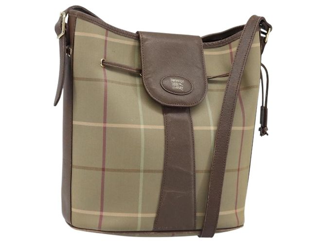 Bolsa de Ombro Burberrys Nova Check Bege Ouro Auth mr2149 Dourado