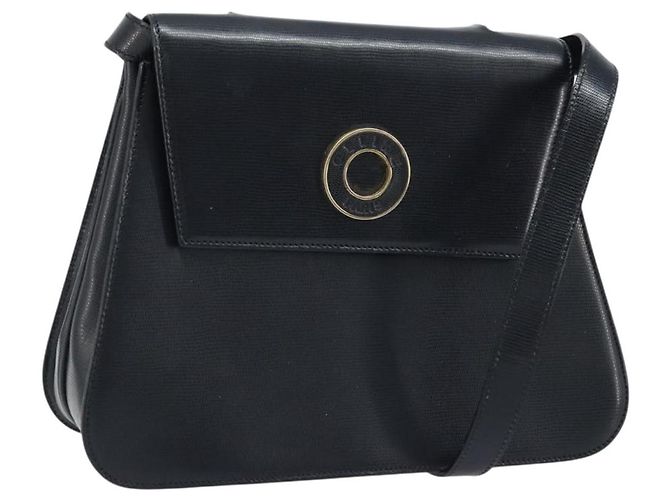 Céline Bolsa de mão CELINE em couro 2 em 1 preta e dourada Auth mr2055 Preto Dourado