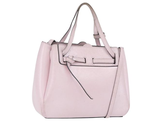 LOEWE Shoulder Bag Leather Pink Silver Auth bs33996