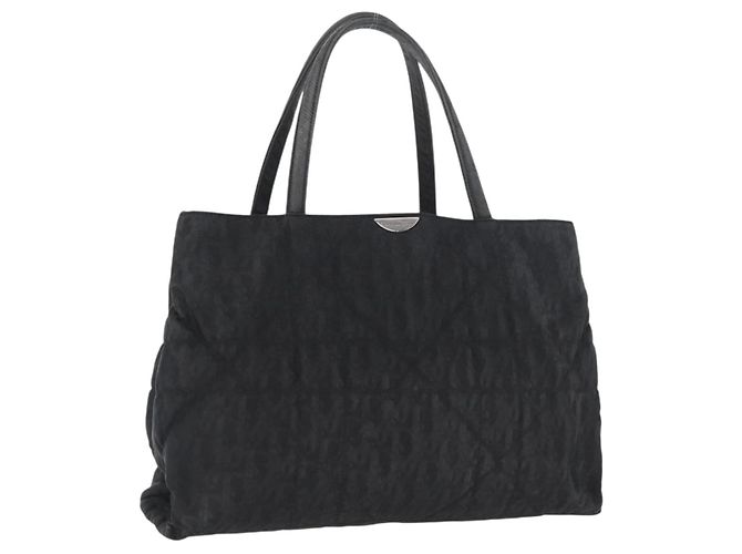 Borsa a mano Christian Dior in nylon nero e argento Auth bs33989
