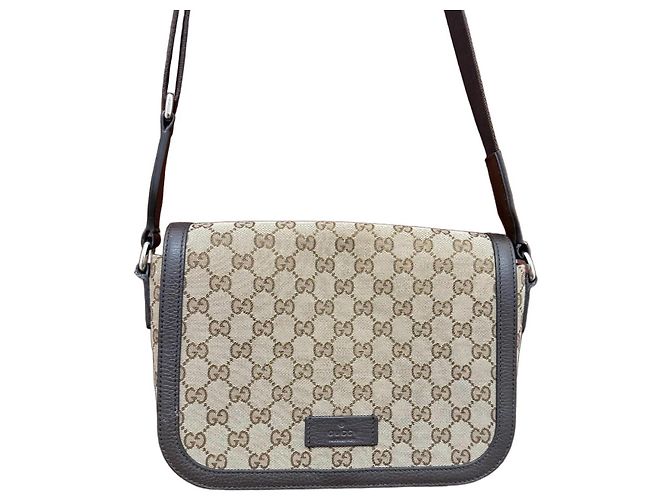 Gucci Messenger Bag Beige Cloth