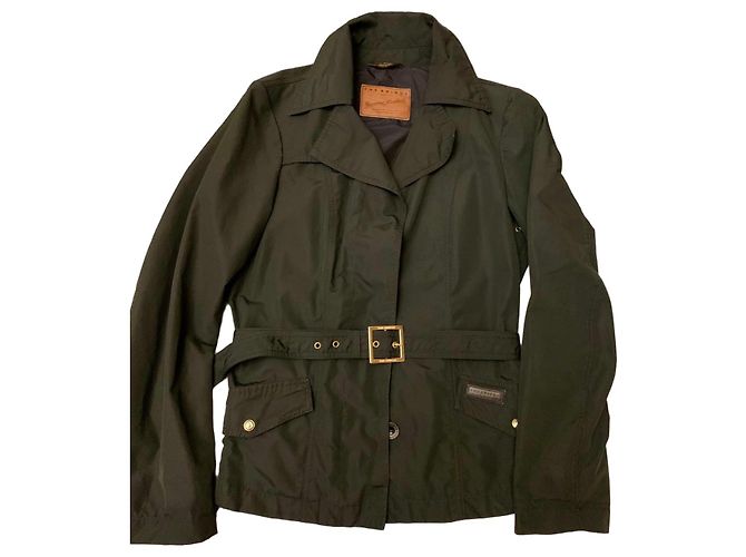 Autre Marque The Bridge schwarze Nylonjacke mit Gürtel Dunkelblau