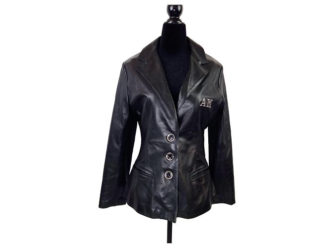 Anna Molinari Blumarine 90s leather blazer Black