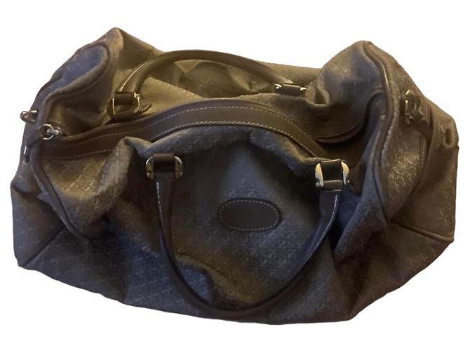 Bolsa Loewe de lona com monograma e detalhes em couro Marrom Bege