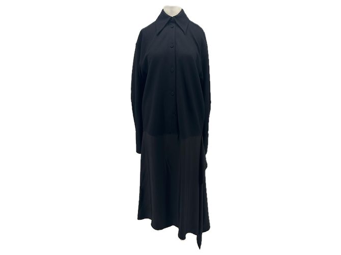 Jil Sander Langes schwarzes Kleid aus Wolle