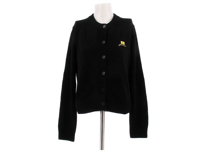 Ganni Schwarzer Wollcardigan