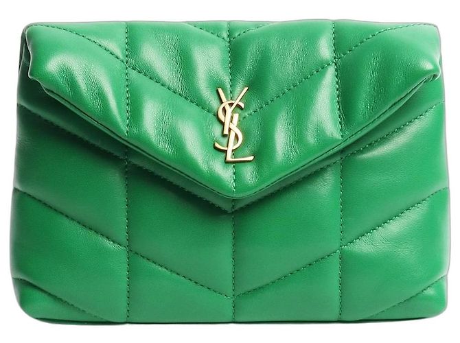 Saint Laurent Grüne Loulou gesteppte Clutch