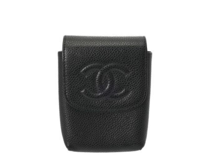 Chanel Black Grained Calfskin Cigarette Case