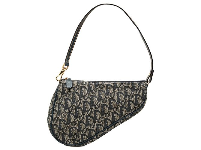 Pochete Saddle Mini Diorissimo em lona azul Dior Azul marinho