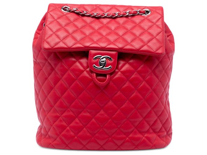 Chanel Red Medium Lambskin Urban Spirit Backpack