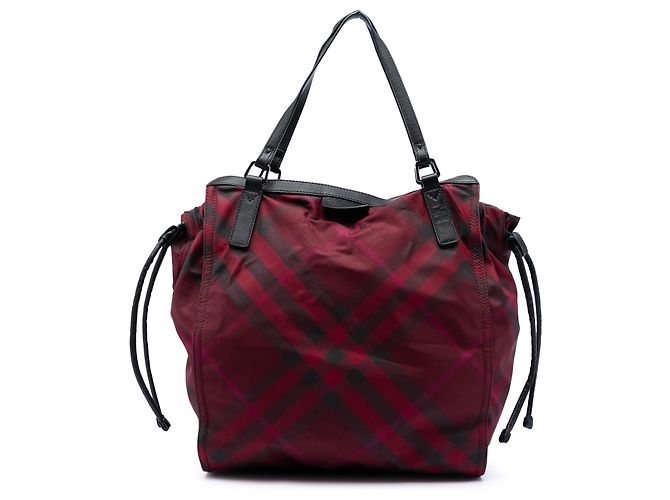 Sac à main Buckleigh en nylon à carreaux Supernova rouge de Burberry Bordeaux