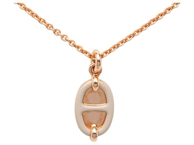 Colar Pendente Maillon Mini em Ouro Rosa Banhado Hermès Dourado 