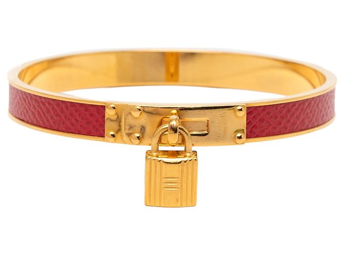 Kelly Pulsera Bangle Cadena Lock en Epsom chapada en oro rojo Hermès Roja