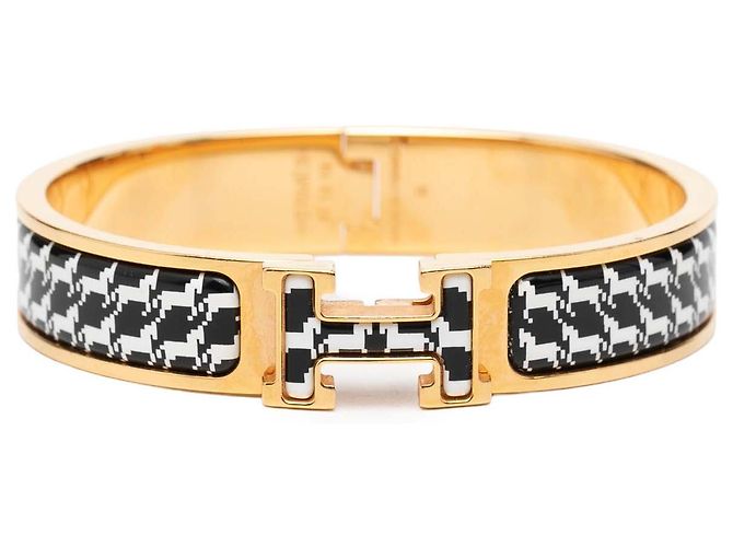 Hermès Schwarzes schmales Emaille Cheval Pixel Clic H Armband PM