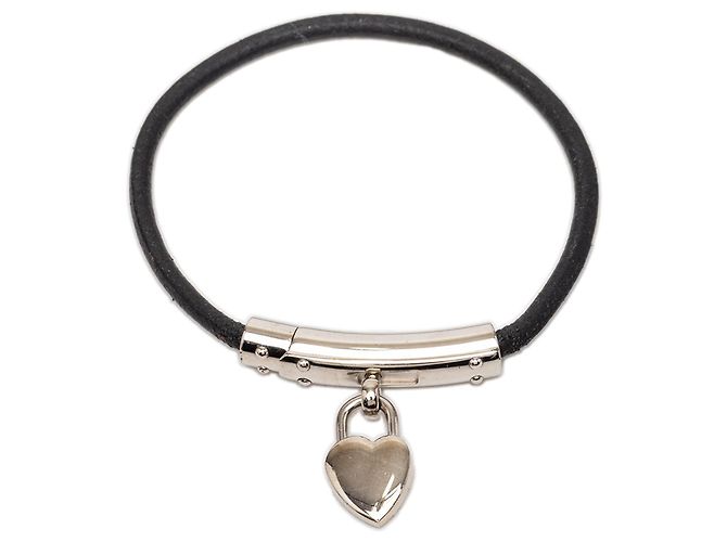 Bracciale a cuore Cadena in pelle nera Hermès Nero 