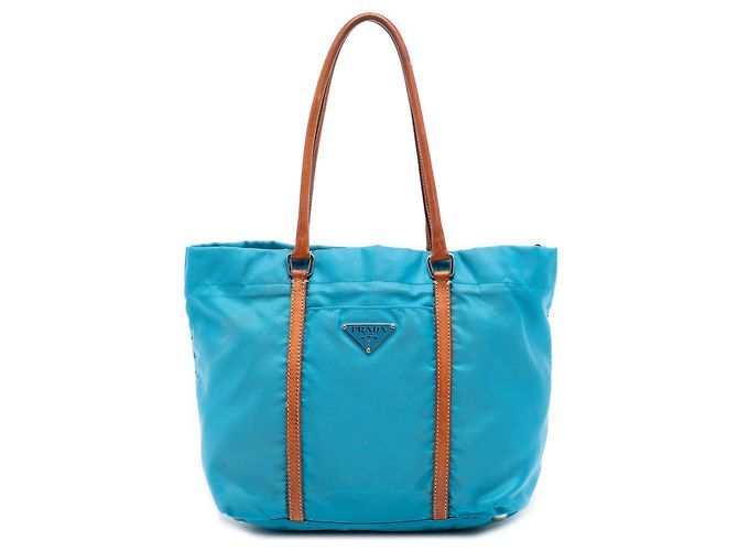 Prada Blaue Tessuto Tote Hellblau