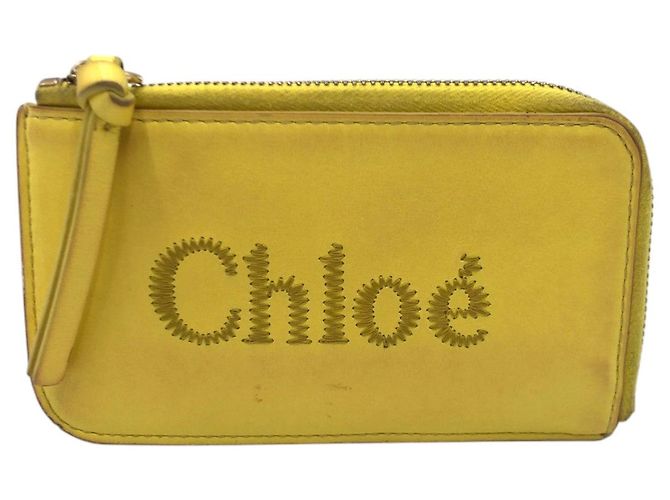 Tarjetero de cuero amarillo Chloé Sense