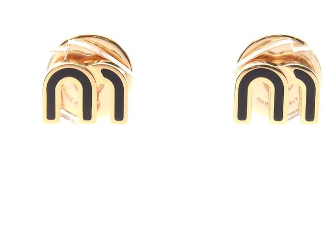Brincos de esmalte dourado Miu Miu