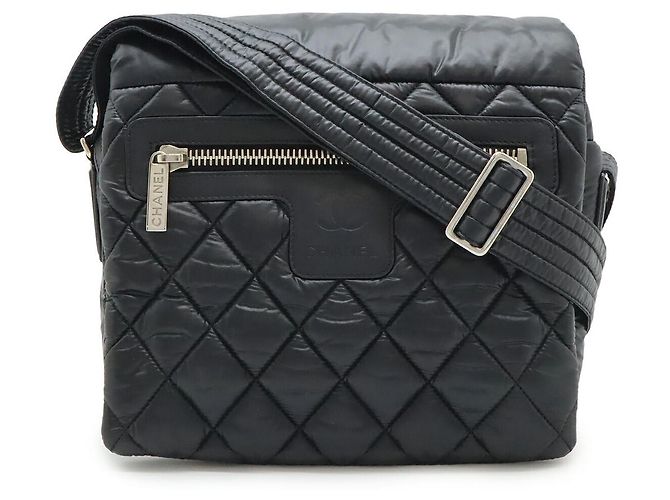 Borsa a tracolla piccola in nylon e pelle Chanel Cocoon Nero
