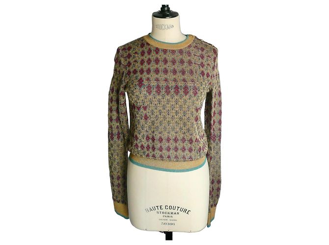 CHANEL Pull léger doré ultra chic Egypte Collection Etat quasi neuf 36 Bijouterie dorée