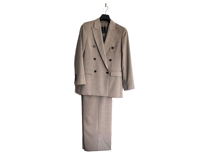 Terno de calça Massimo Dutti em lã bege