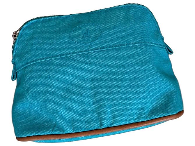 Trim Pochette Hermès Toile H Turquoise Cuir