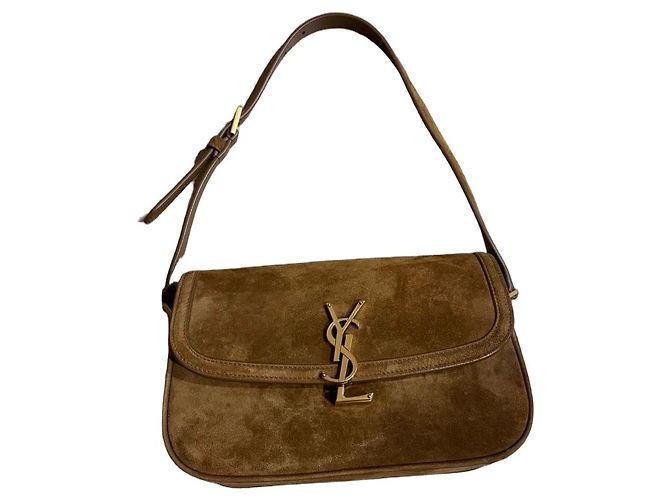 Bolsa de camurça Solferino Small da Saint Laurent Marrom