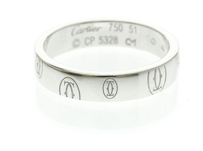 Anillo de Oro Blanco Cartier Feliz Cumpleaños Plata