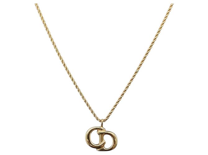 Collar Christian Dior metal dorado Auth BA11499