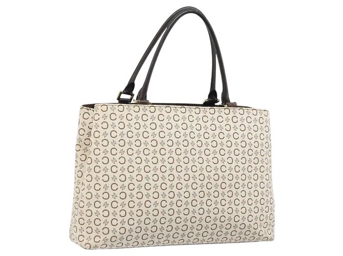 Céline Bolsa tote em canvas Macadam C da CELINE ouro marfim Auth ep13774 Dourado Cru