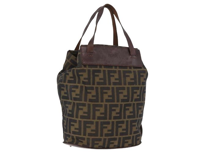 FENDI Zucca Canvas Handtasche Schwarz Braun Auth BSZ141