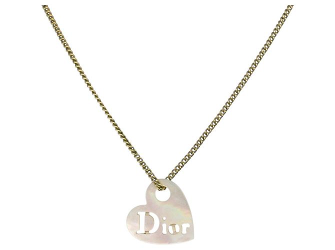 Collier Christian Dior métal ton or Auth BA11477