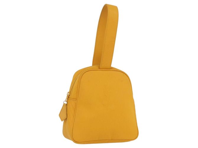 SAINT LAURENT Borsa a Mano Nylon Giallo Oro Auth 173709 D'oro