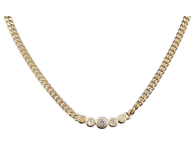 Colar Christian Dior metal tom dourado Auth BA11478