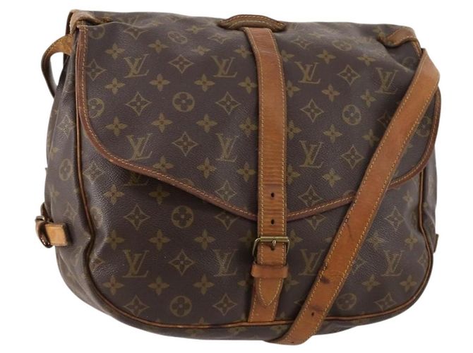 LOUIS VUITTON Bolsa de Ombro Monogram Saumur 35 M42254 LV Auth hk3565