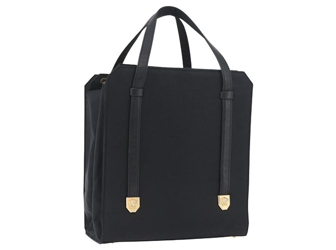 Borsa a mano Gianni Versace in nylon nero e oro Auth bs33883 D'oro