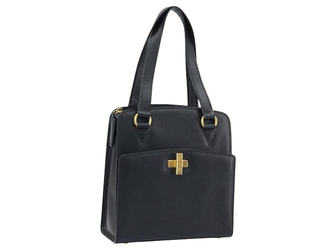 Céline CELINE Handtasche aus schwarzem Leder mit Gold Auth ARZ426A Golden