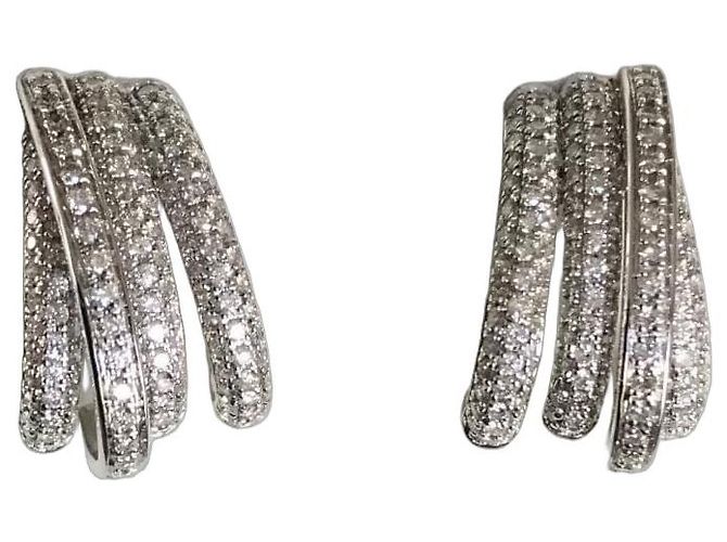 Autre Marque Diamant Ohrringe 1 Karat 18 Karat Weißgold