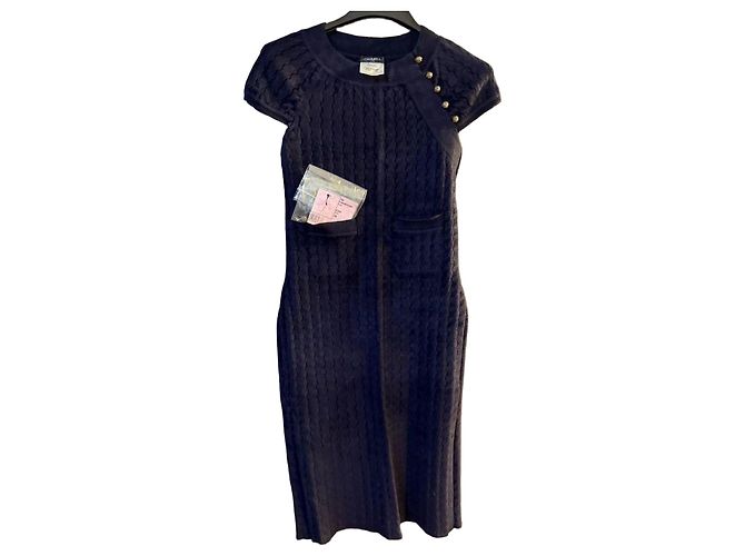Chanel Runway Kleid Marineblau Viskose