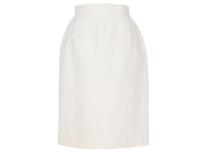 Falda de brocado de algodón blanco Chanel