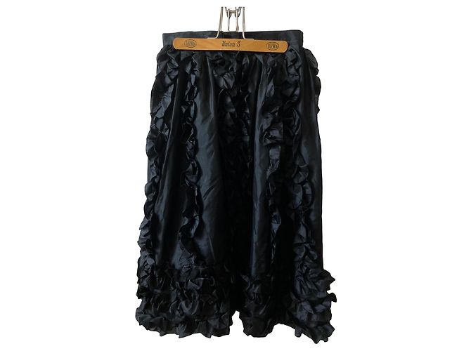 Gonna nera in seta con volant Chantal Thomass 100% seta Nero