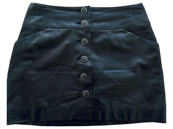 Unglaublicder Chanel-Lederrrock Schwarz
