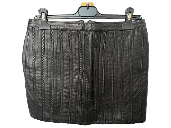 Versus Versace Lederrock Schwarz mit Reißverschluss