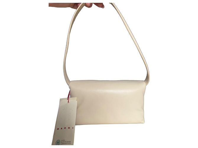 Marni Hobo Prisma Handtasche Creme Leder Roh
